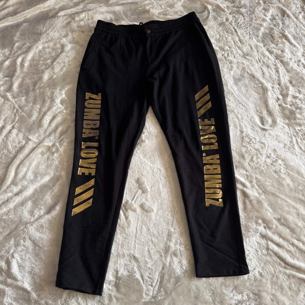 Zumba Wear Black Gold Zumba Love Leggings Joggers Size Large